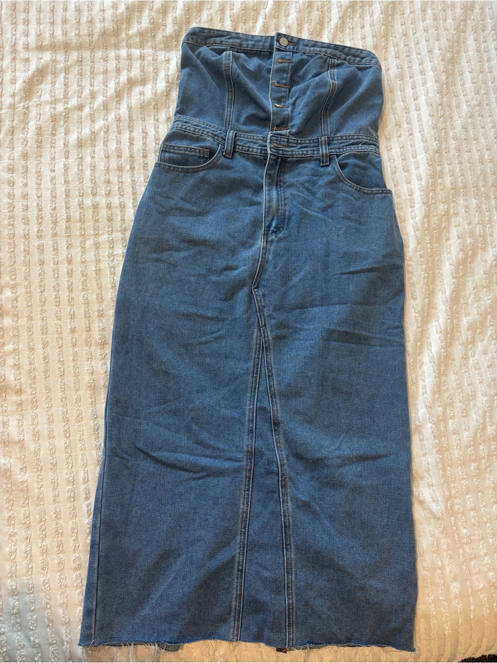 Sincerely Jules Strapless Blue Denim Midi Dress - Picture 4 of 4